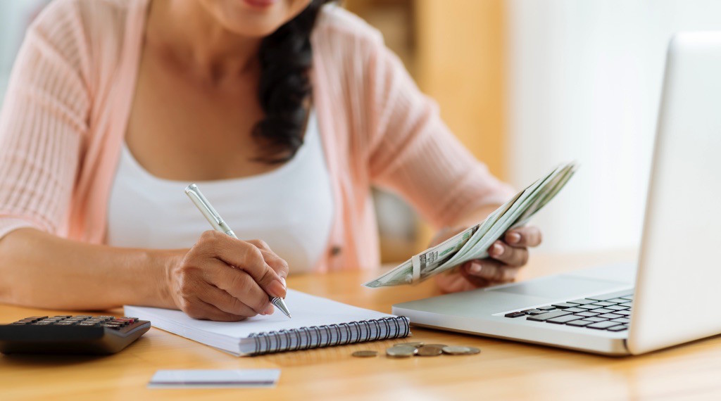 Woman making a budget