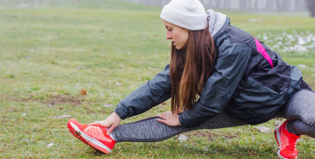 Woman stretching her legs